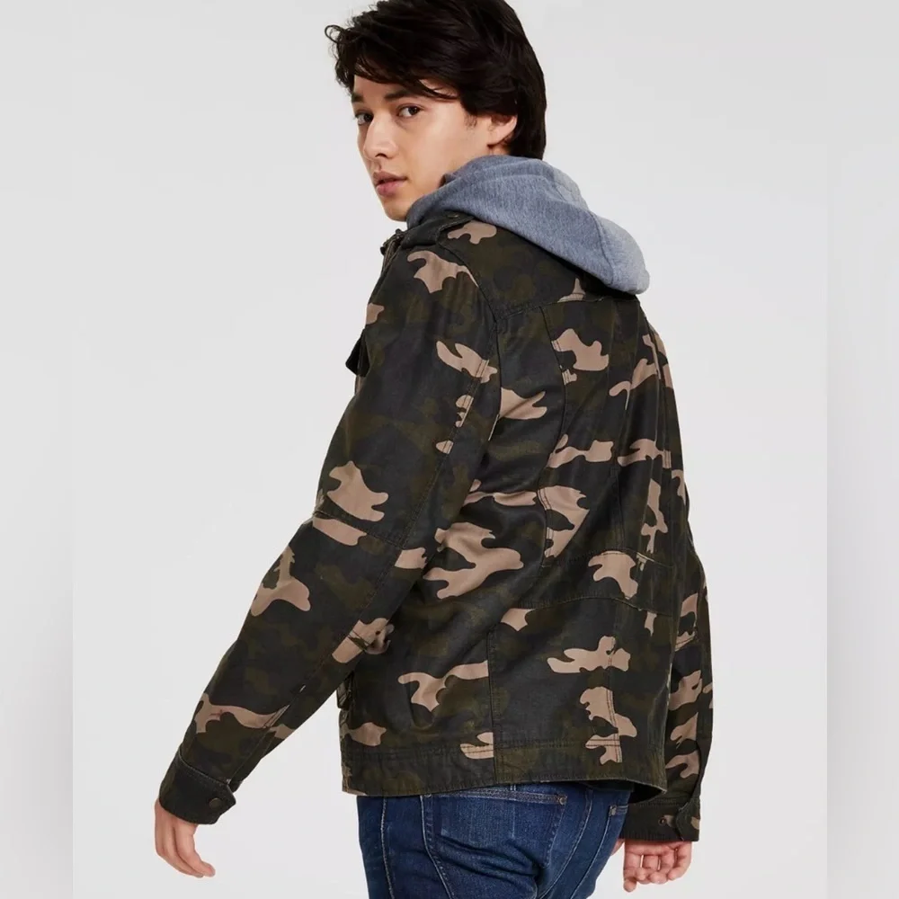 Levis Sherpa Jacket Men's Size Large Camo Washed Cotton Trucker Military Utility